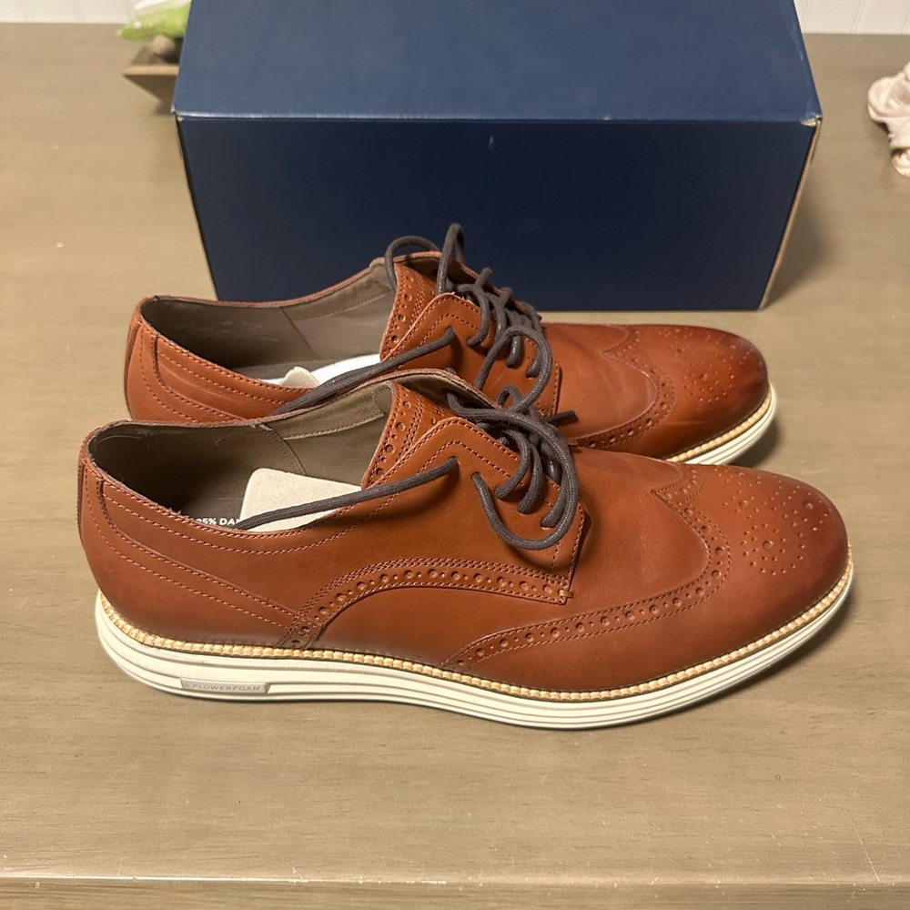 Cole Haan Tan Leather Wingtip Derby Oxfords